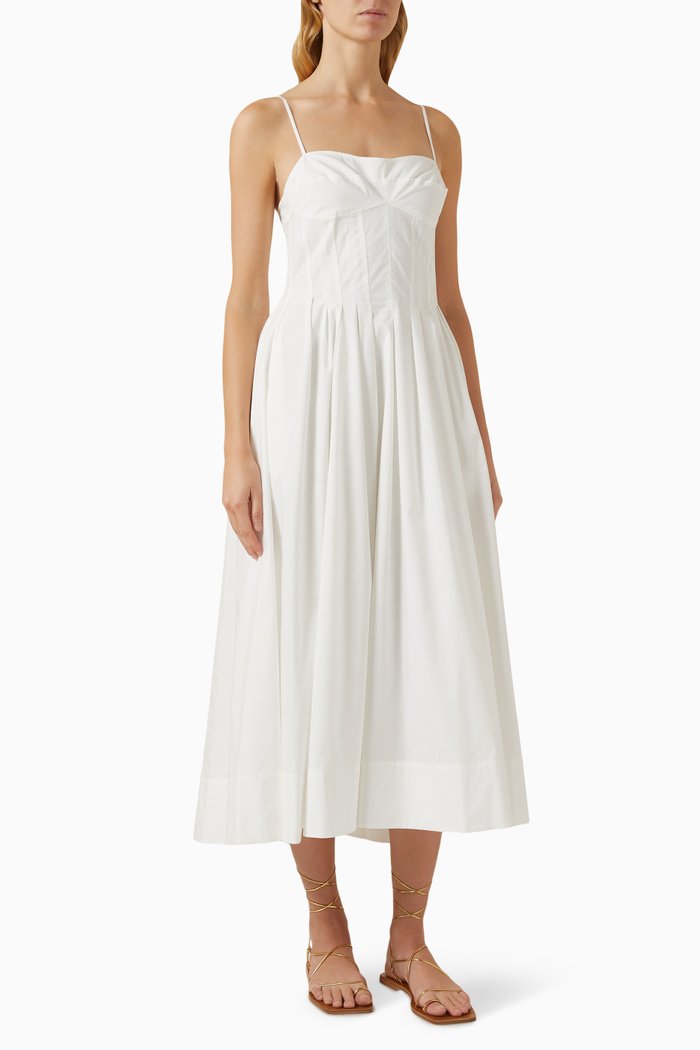 

Kittiya Structured-bodice Dress in Poplin, White