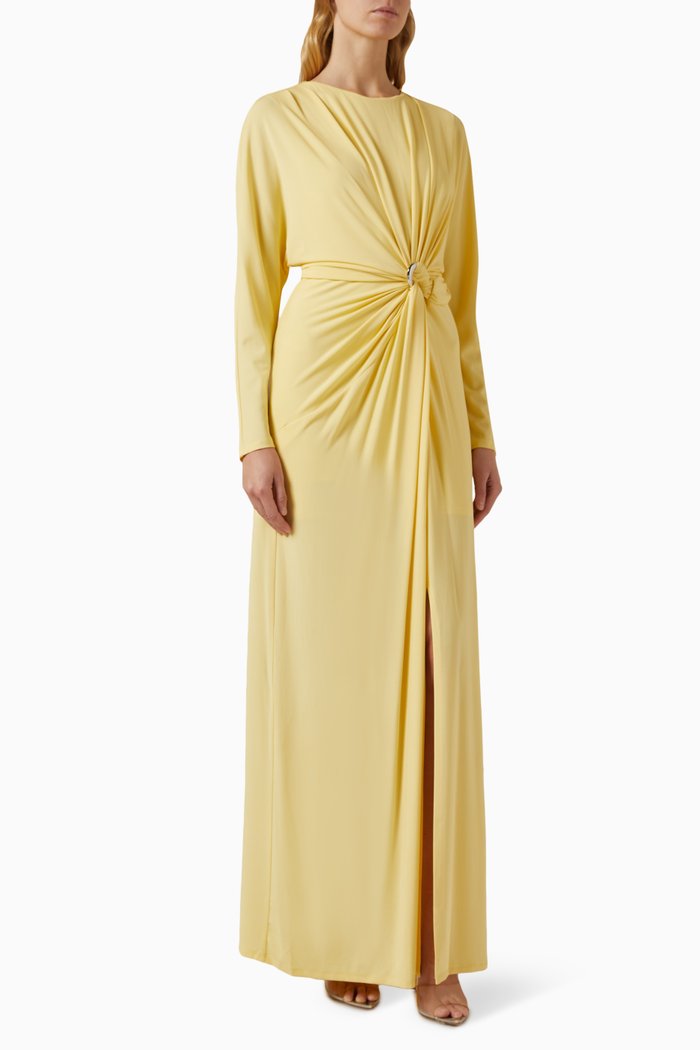 

Maisie Twist-drape Maxi Dress in Stretch Knit, Yellow