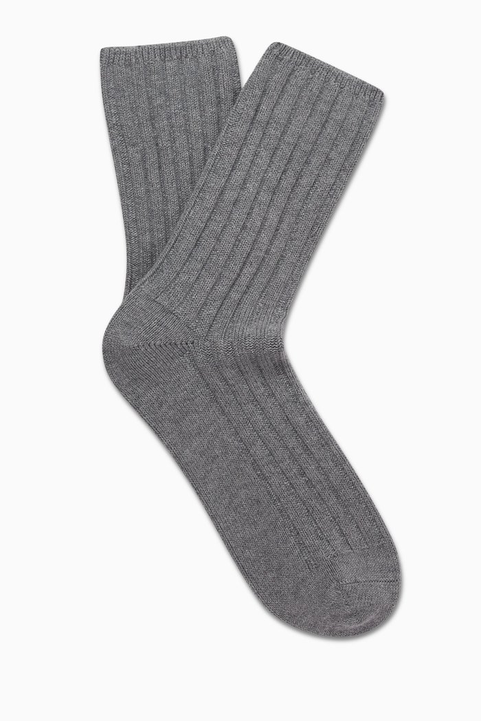 

Ribbed Socks in Cotton & Cashmere, Grey