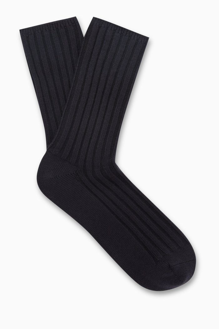 

Ribbed Socks in Cotton & Cashmere, Blue