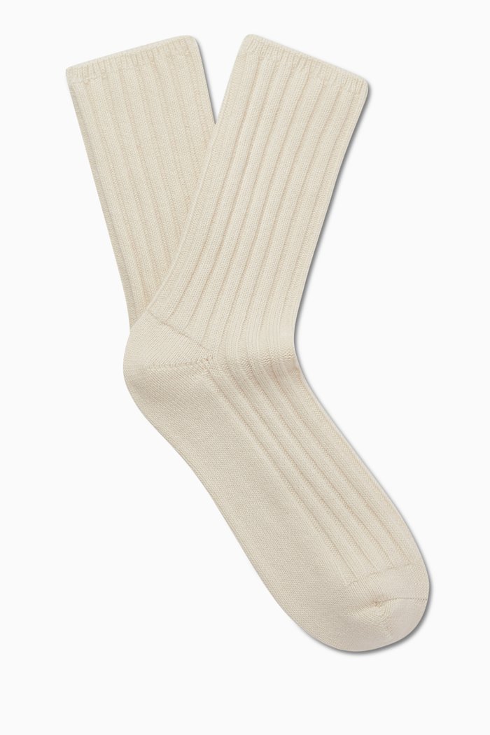 

Ribbed Socks in Cotton & Cashmere, Neutral
