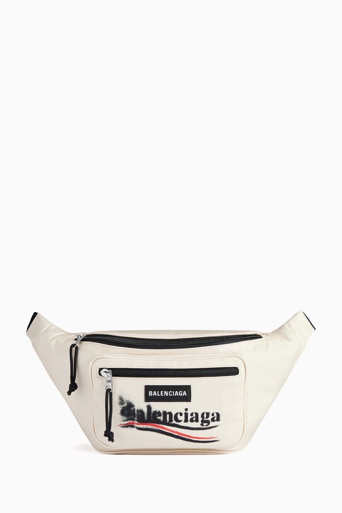 

Explorer Political Stencil Belt Bag in Recycled Nylon, White