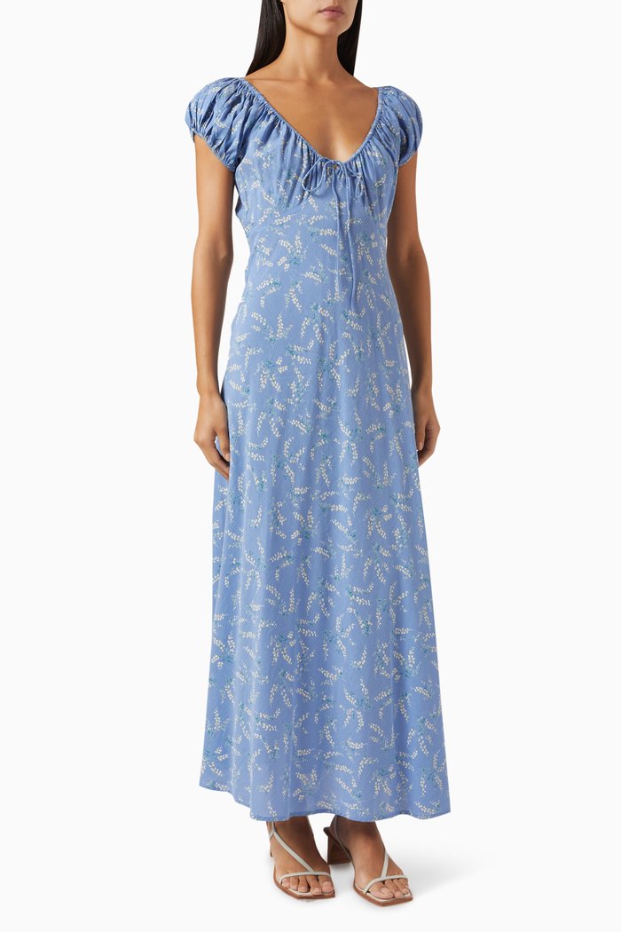 

Sofia Maxi Dress in Organic Cotton, Blue