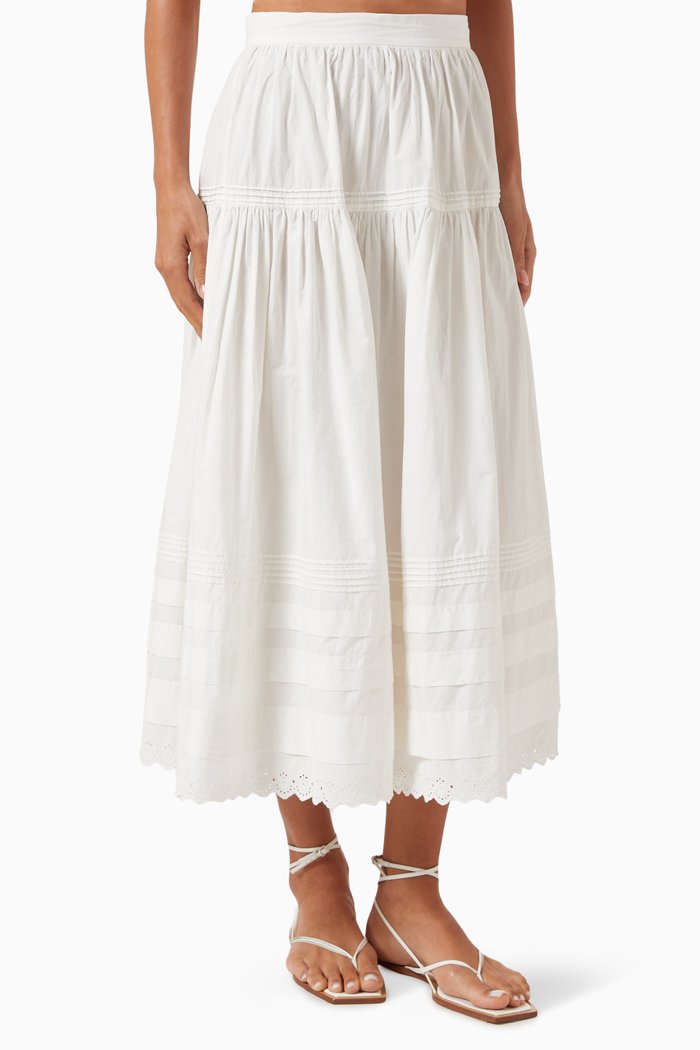 

Sebastiane A-line Skirt in Organic Cotton Poplin, White