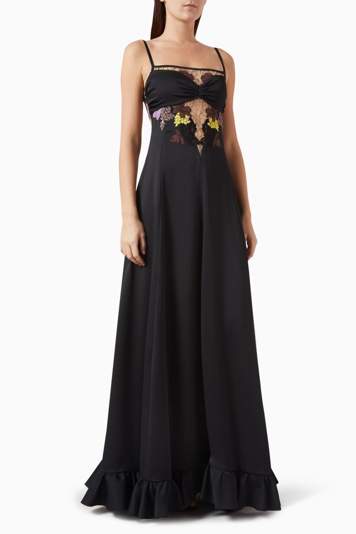 

Luna Embroidered-lace Gown, Black