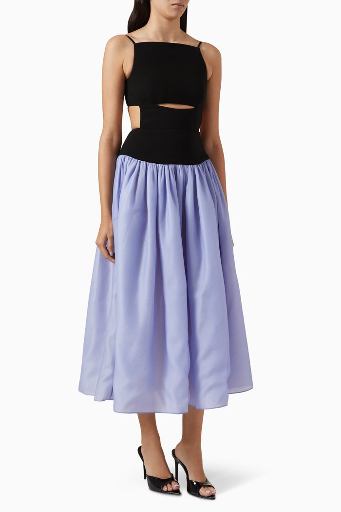 

Belle Midi Dress in Organza, Blue