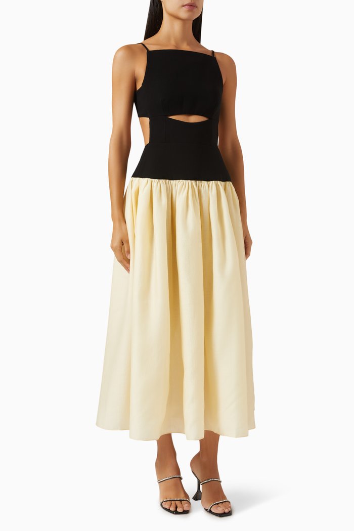 

Belle Midi Dress in Organza, Yellow
