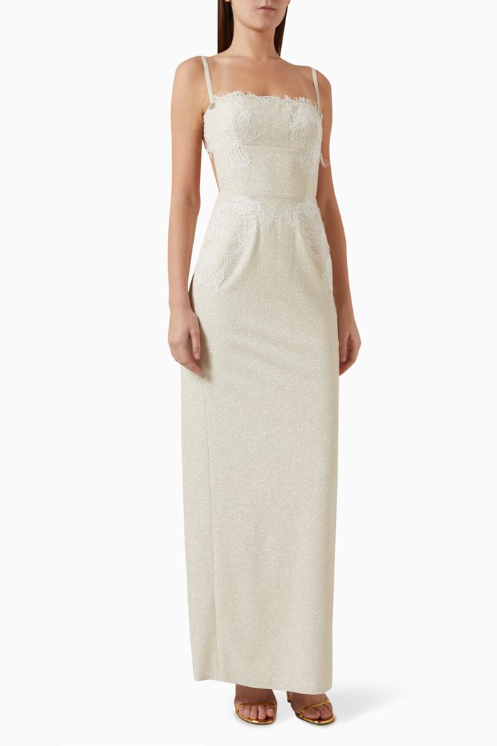 

Bridal Leo Open-back Dress, Neutral