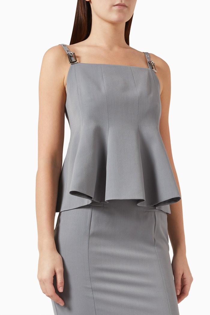 

Adjustable-strap Peplum Top, Grey