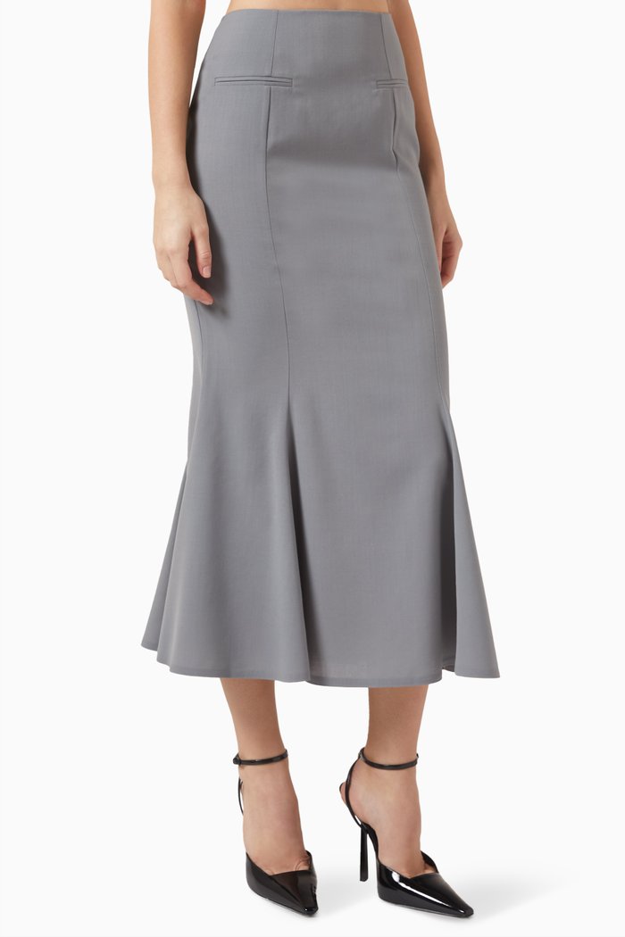 

Godet Midi Skirt, Grey