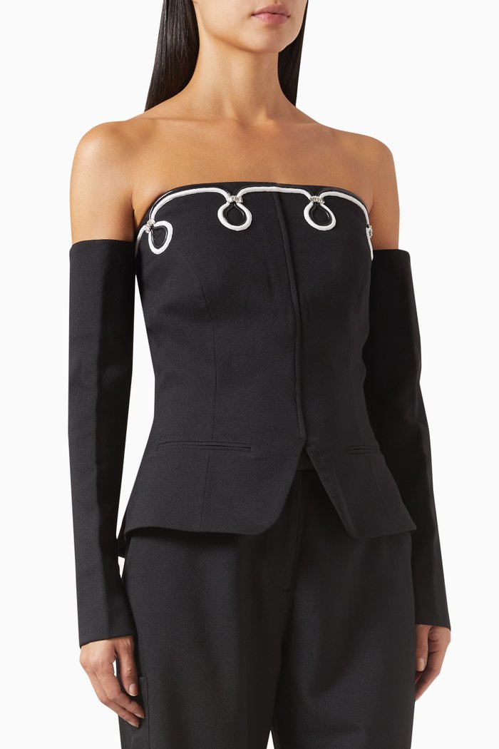 

Embellished Hybrid Waistcoat, Black