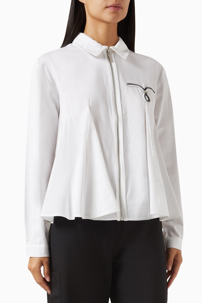 

Embellished Flared Shirt in Cotton, White
