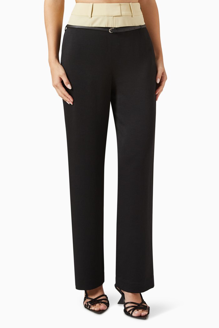 

Gemini Belted Hybrid Pants, Black