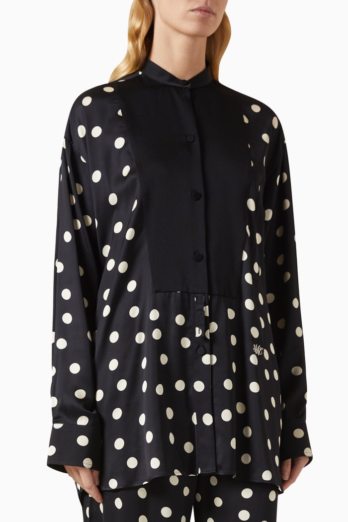 

Oversized Polka-dot Shirt in Viscose, Black