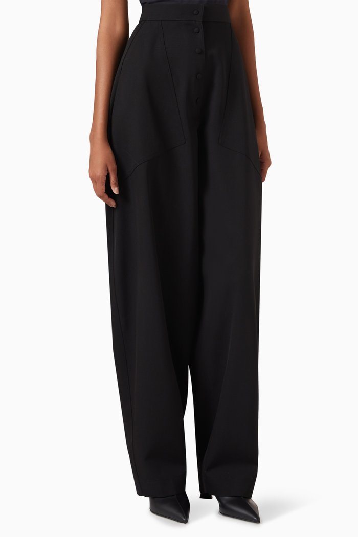 

Tapered Pants in Wool Twill, Black