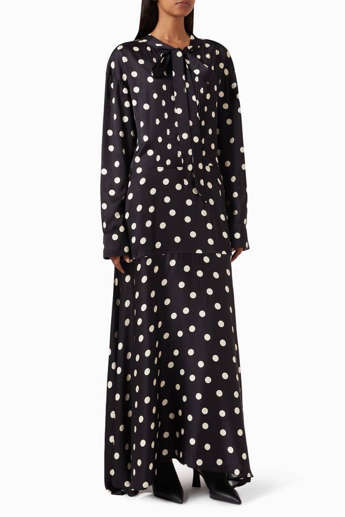 

Polka Dot-print Maxi Dress in Viscose, Black