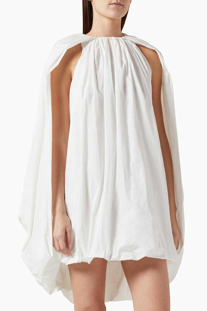 

Bubble Cape Mini Dress in Recycled Polyester, White