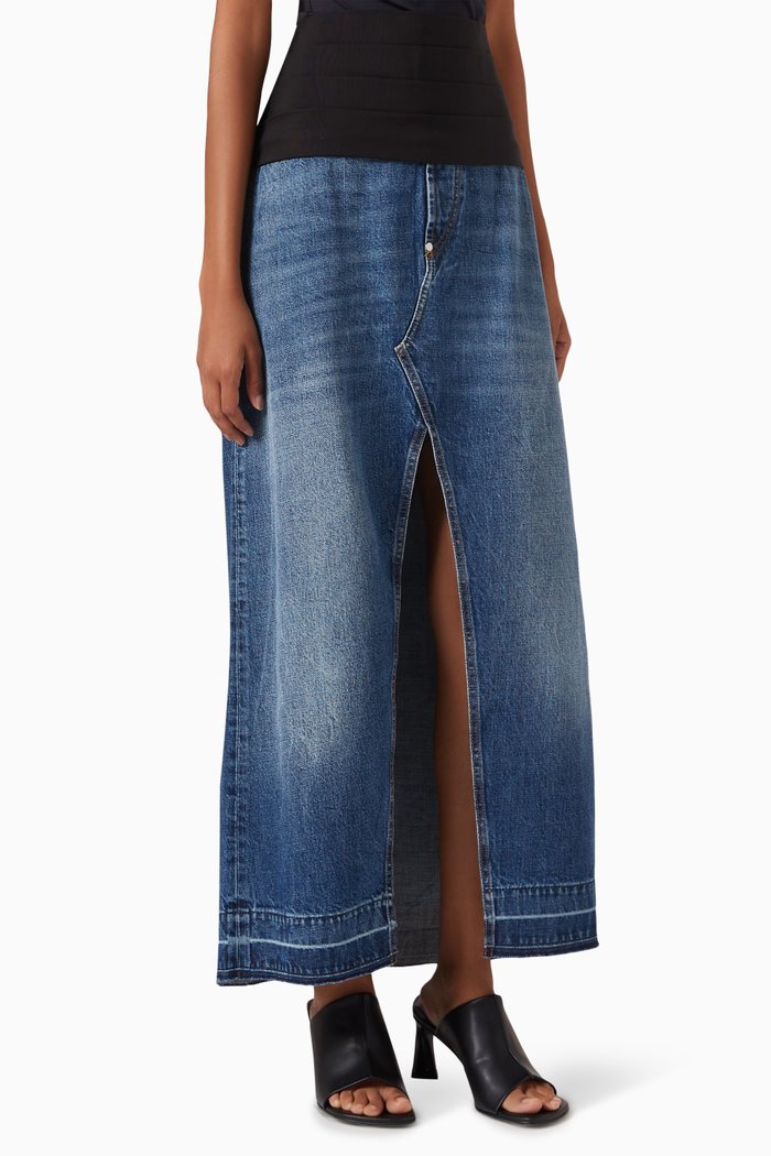 

Front-slit Maxi Skirt in Denim, Blue