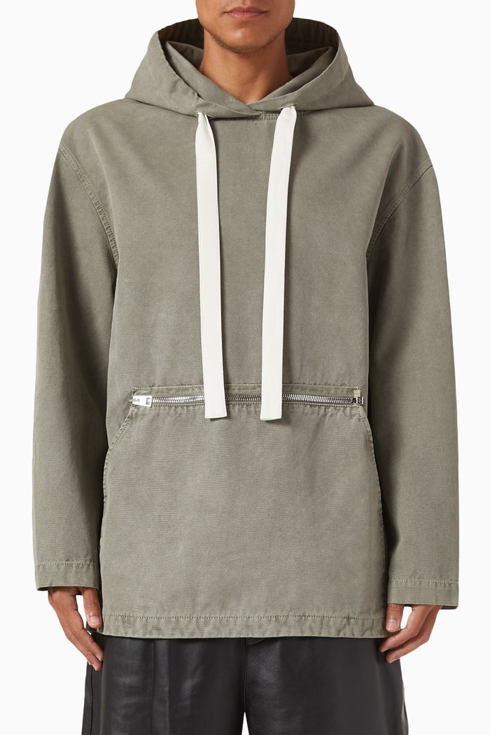 

Garment Dyed Hoodie in Cotton, Grey