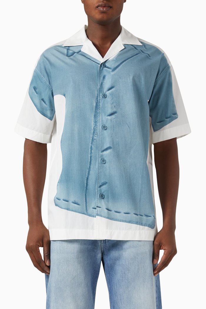 

Trompe L'oeil-print Shirt in Cotton, Blue
