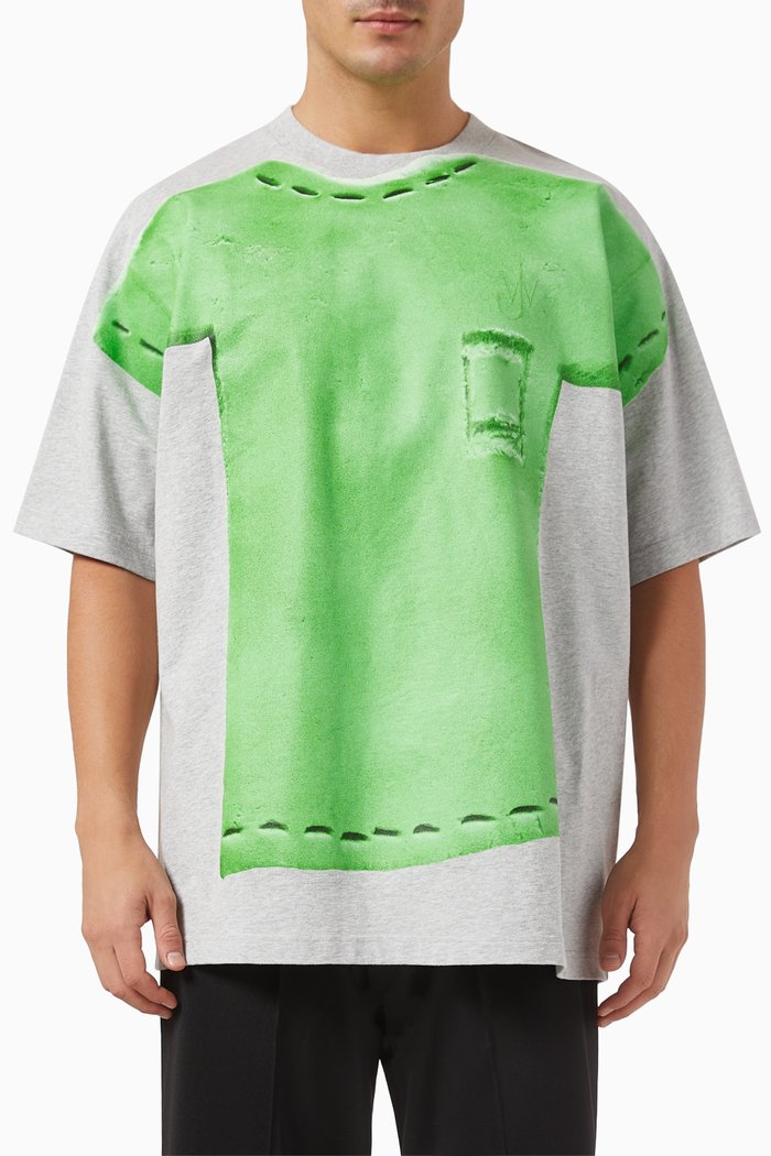 

Clay Trompe l'Oeil Printed T-shirt in Cotton-jersey, Green