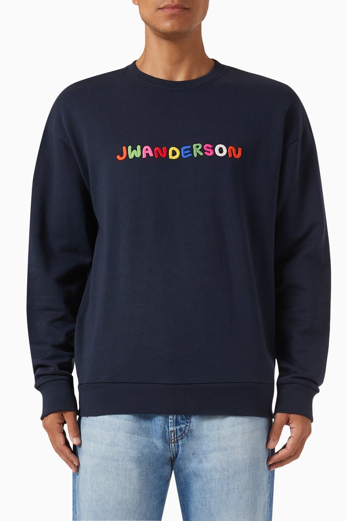 

Logo Embroidery Sweatshirt in Cotton, Blue
