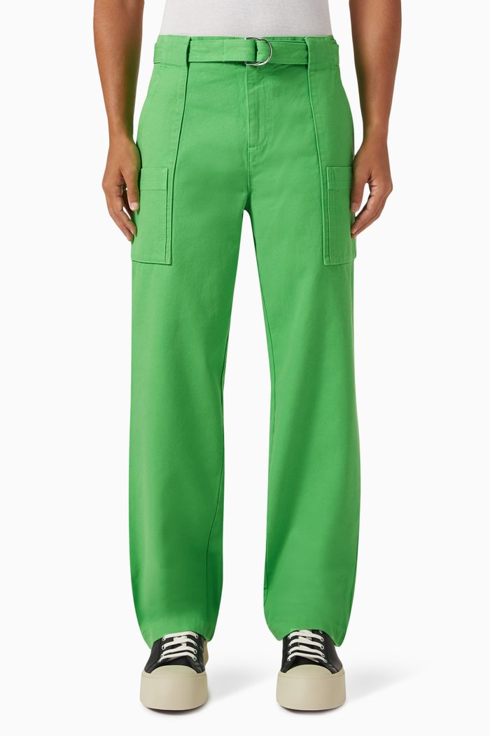 Garment Dyed Cargo Pants in Cotton, Green