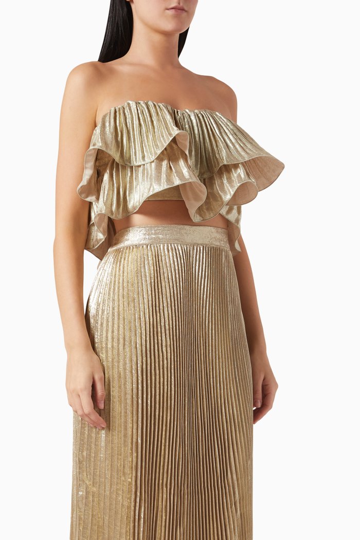 

Romance Pleated Top, Gold