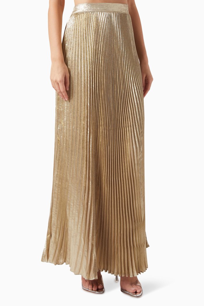 Romance Pleated Maxi Skirt, Gold