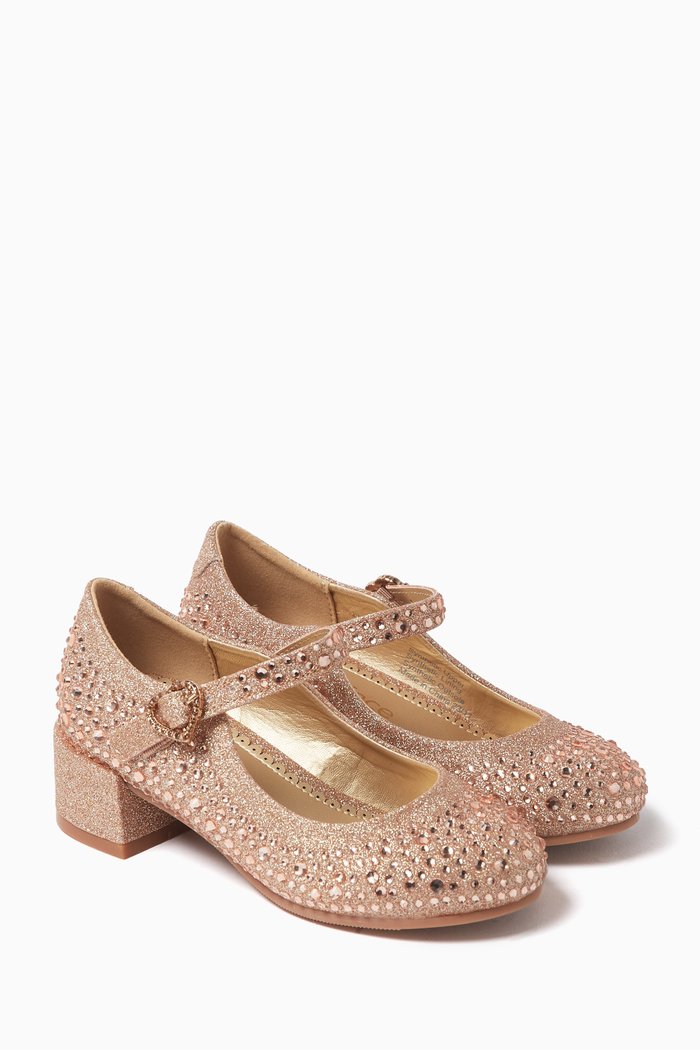 

Embellished Glitter Shoes, Gold
