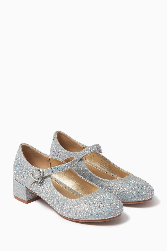

Embellished Glitter Shoes, Silver