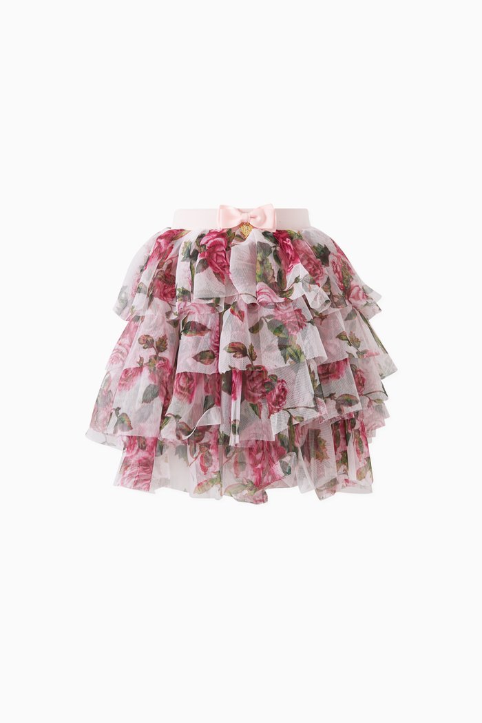 

Patsy Rose-print Skirt in Tulle, Pink