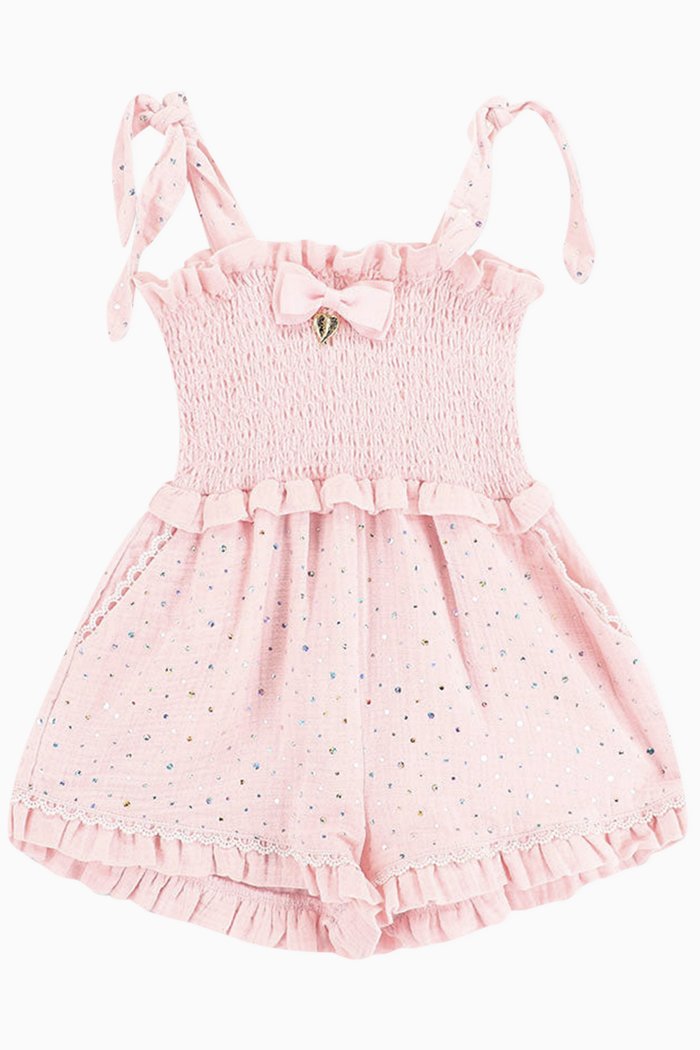 

Bali Sparkle Romper in Cotton, Pink
