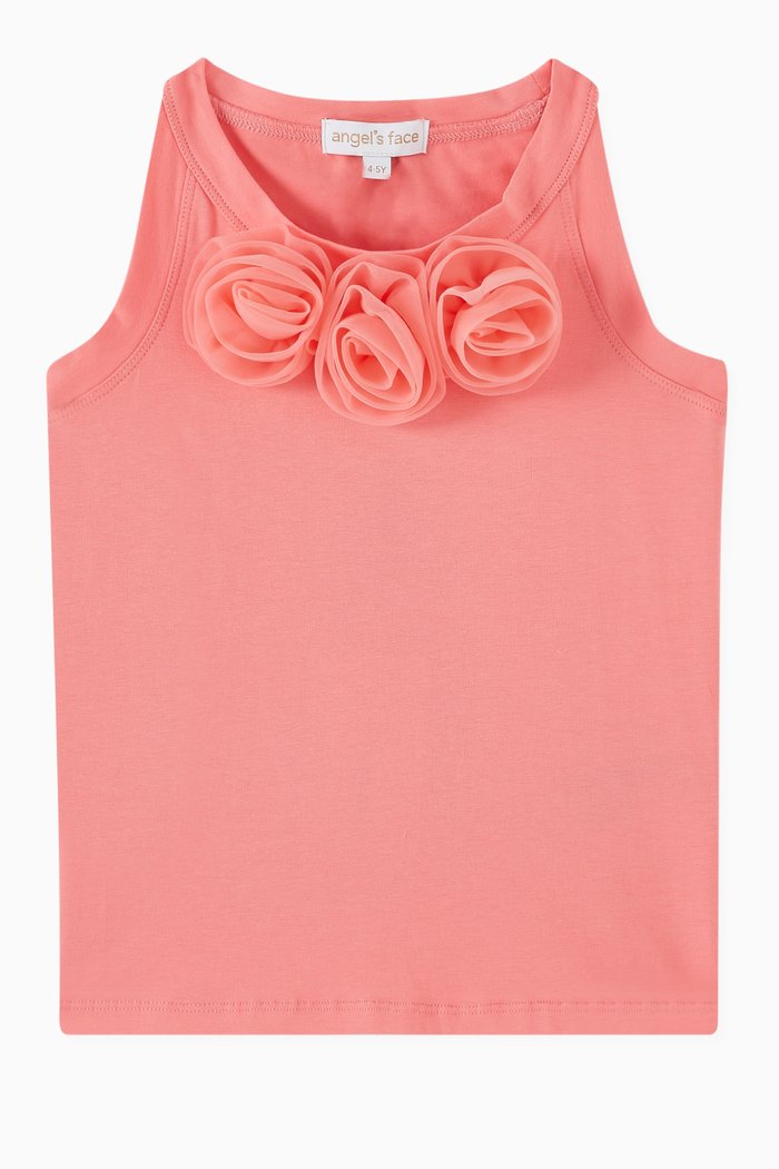 

Ottilie Rose-applique Top in Cotton, Pink