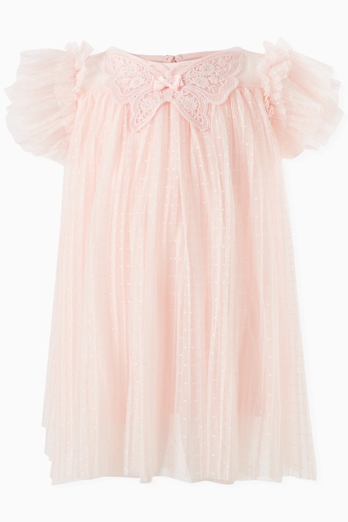 

Gathered Dress in Dotted-tulle, Pink