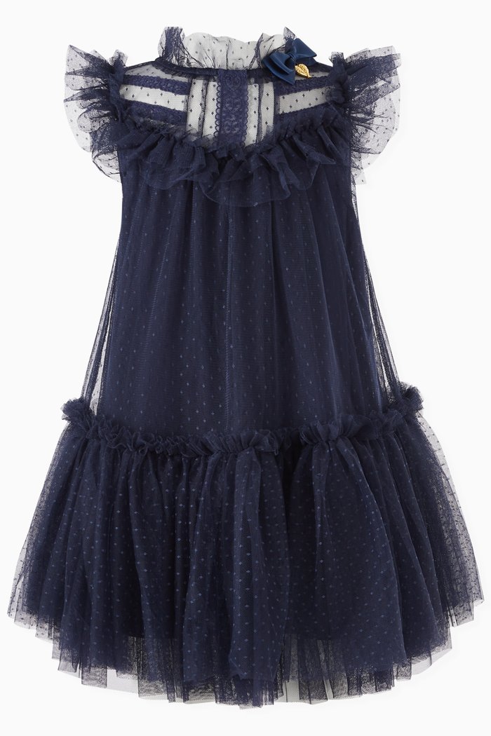 

Andrea Flared Dress in Dotted-tulle, Blue