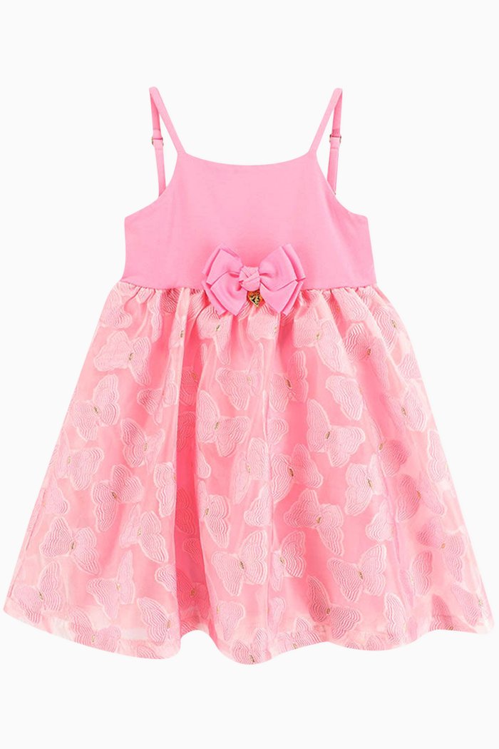 

Flared Floral Jacquard Dress, Pink