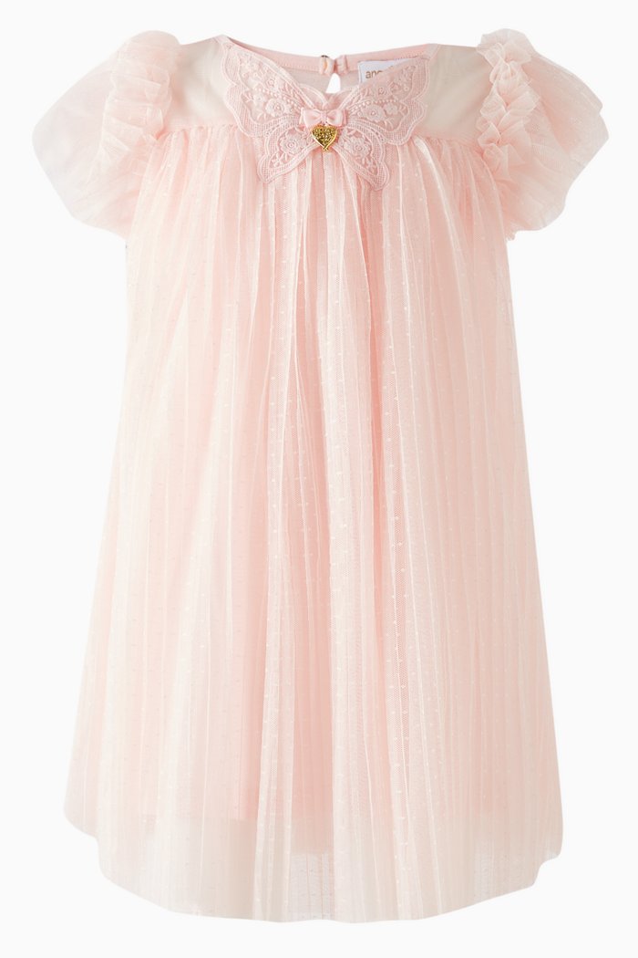 

Dotted Butterfly-patch Dress in Tulle, Pink