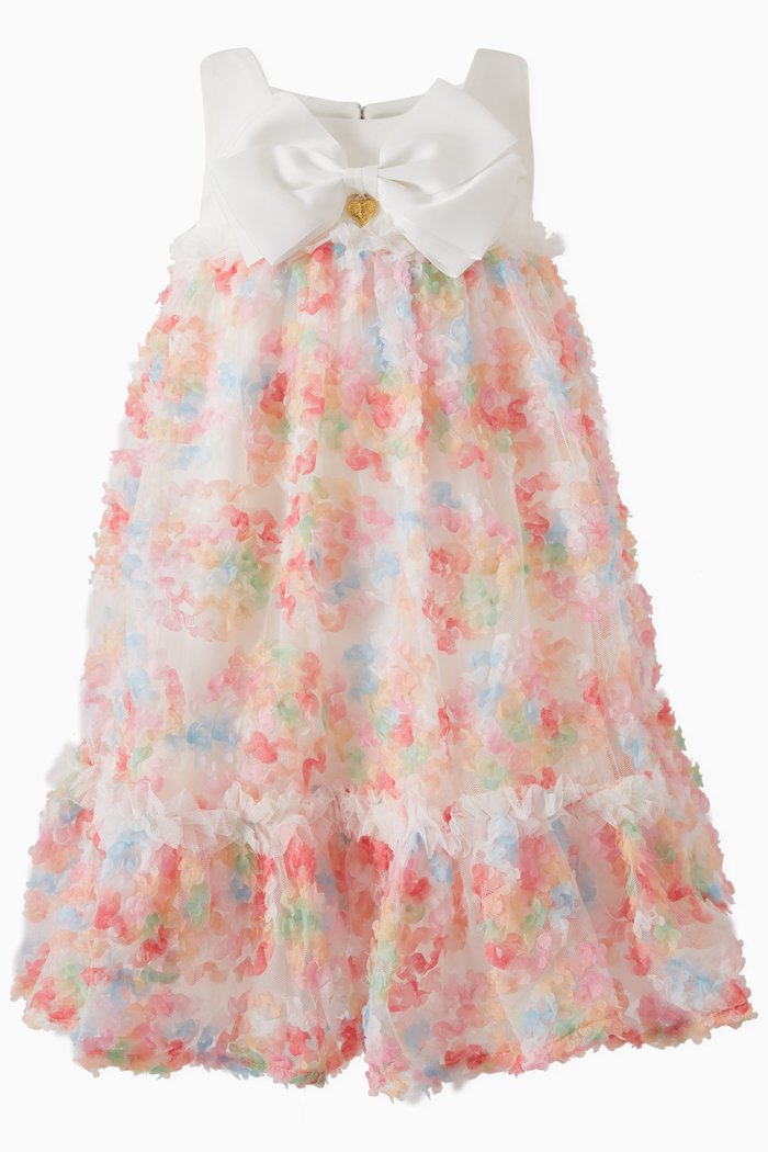 Donatella Snowdrop Floral-applique Dress in Tulle, Multicolour