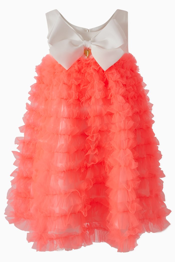 Donna Ruffle Dress in Tulle, Orange