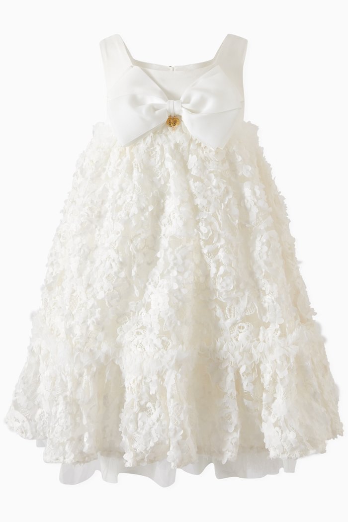 

Tate Floral-applique Dress in Tulle, White