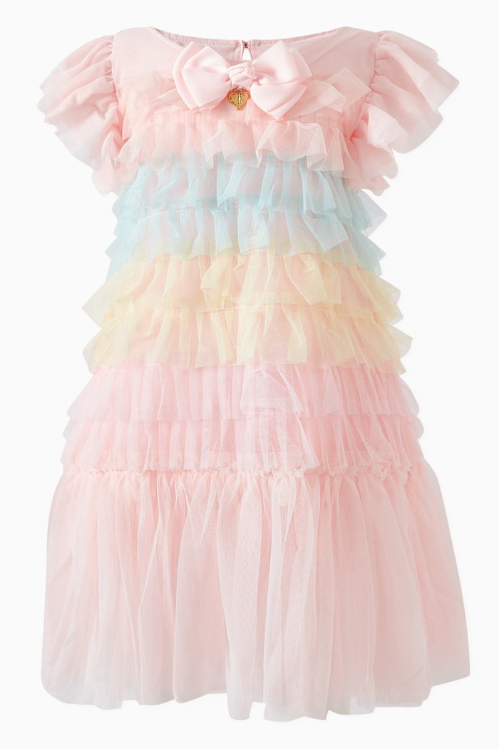 

Waterfall Ruffle Dress in Tulle, Pink