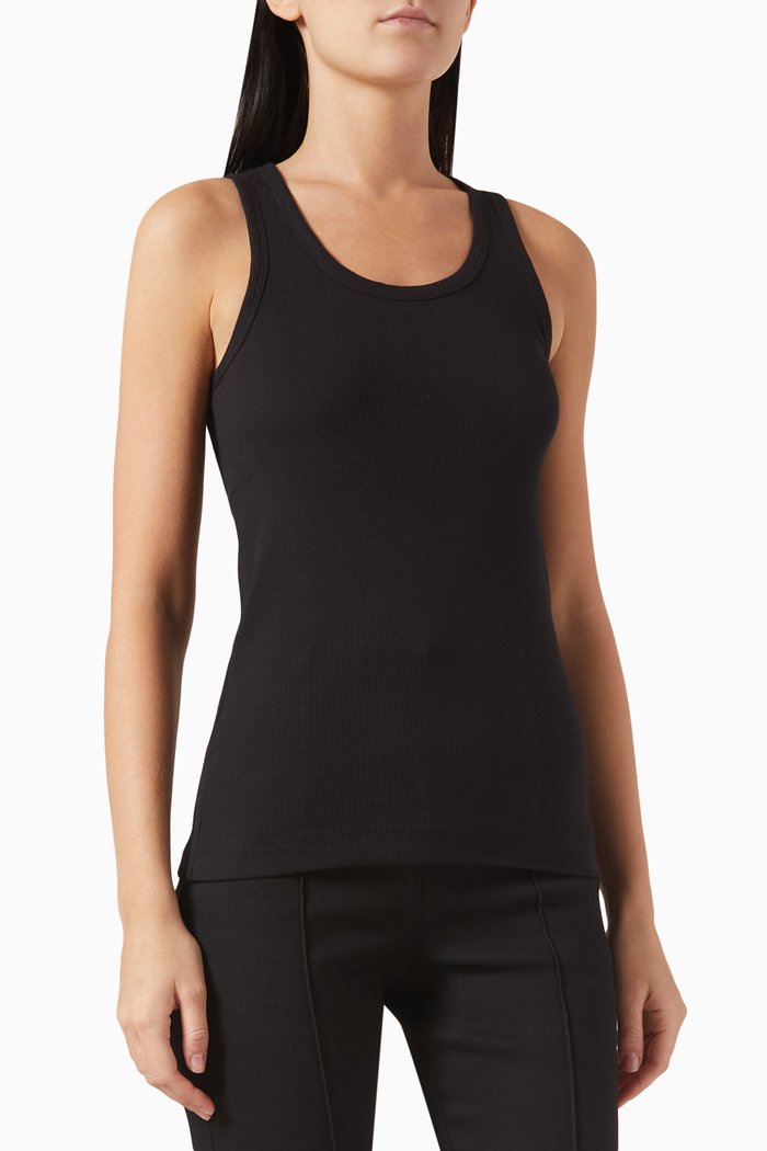 

Camilo Classic Ribbed Tank Top in Organic Cotton, Black