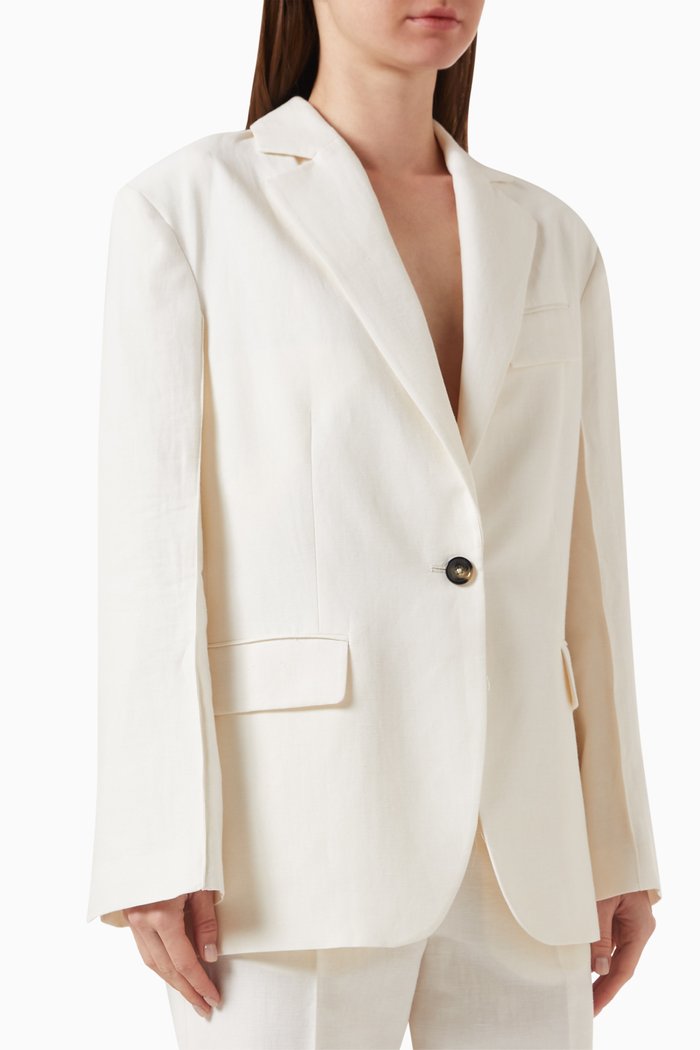 

Marcy Blazer in Linen-blend, Neutral