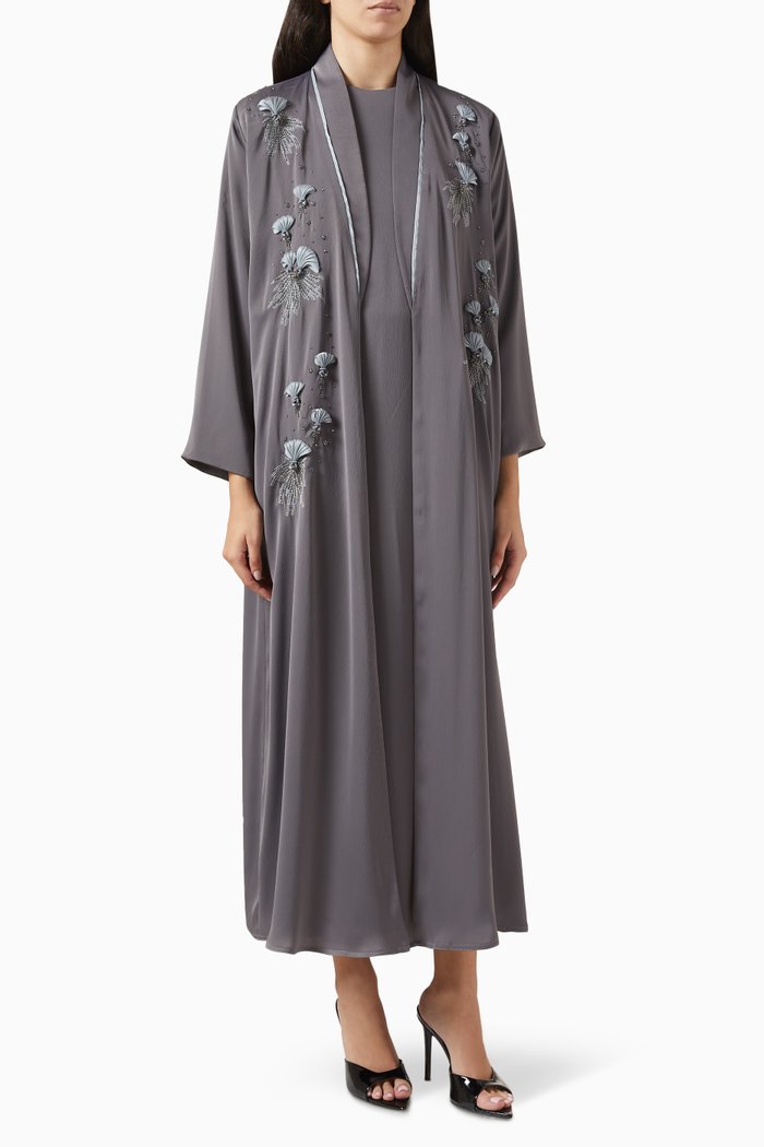 

Bead-embellished Abaya, Grey