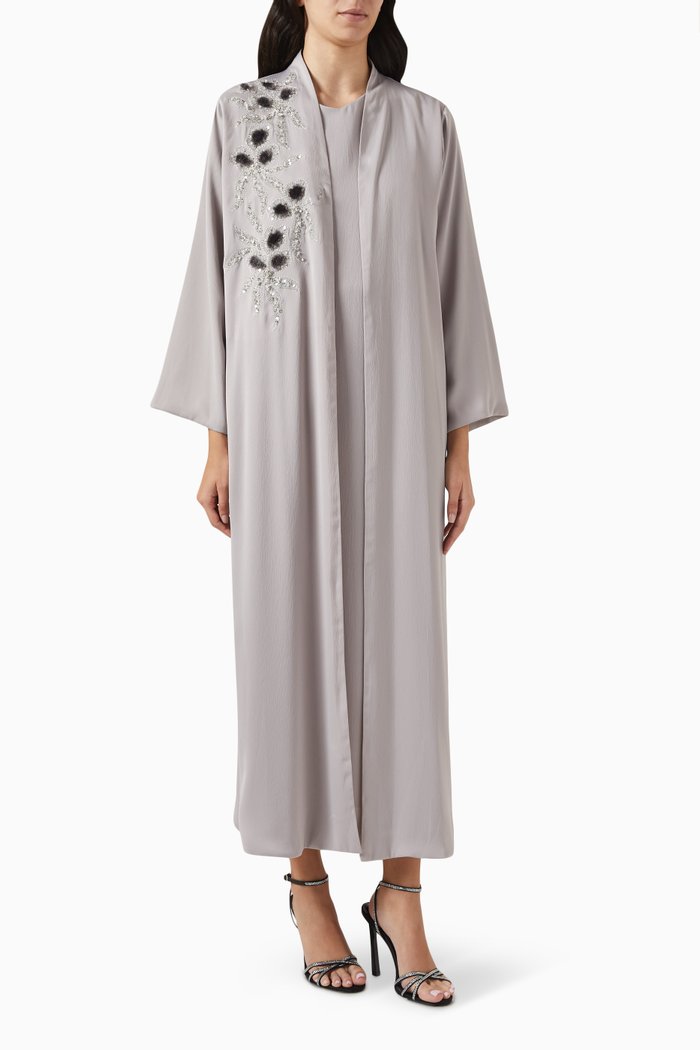 

Bead-embellished Abaya, Grey