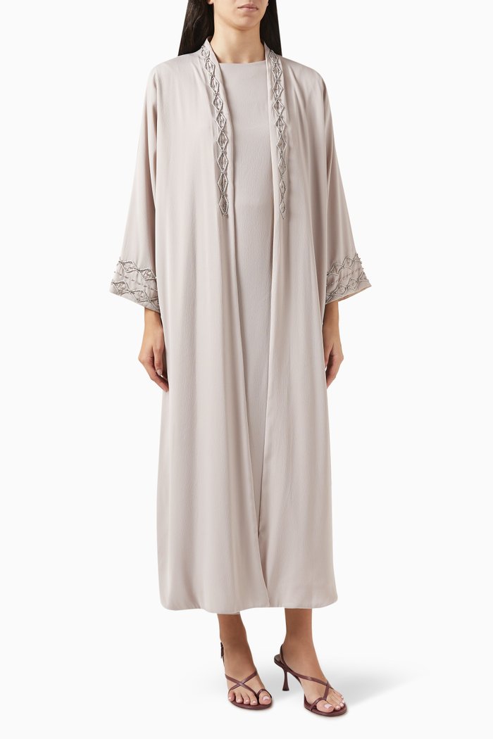 

Bead-embellished Abaya Set, Neutral