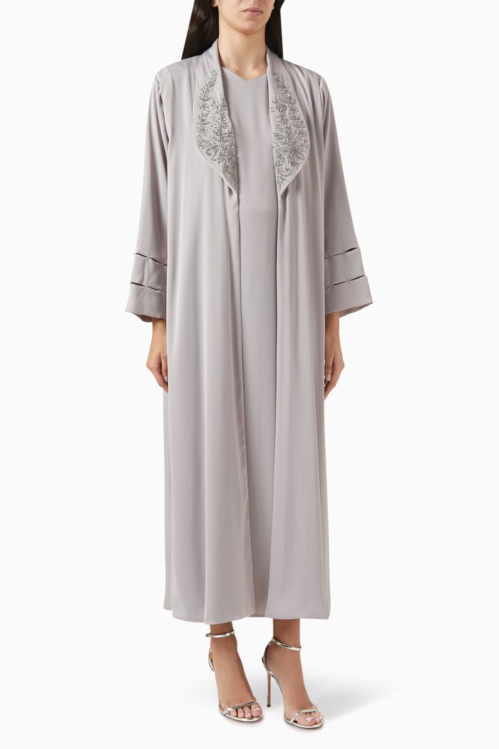 

Bead-embellished Abaya, Grey