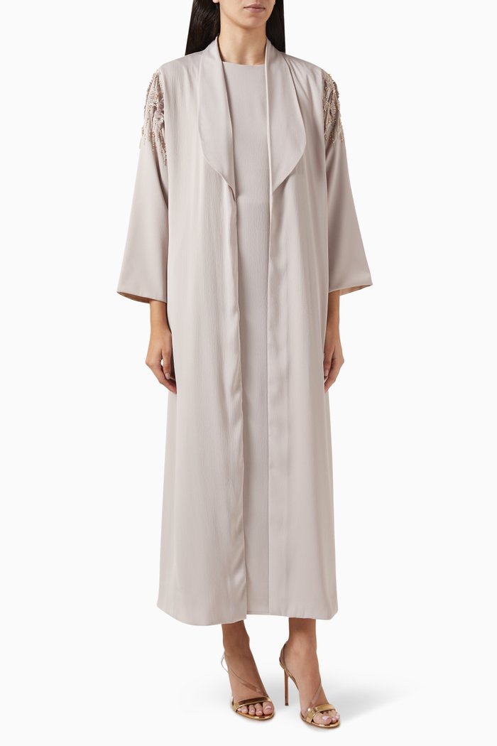 

Bead-embellished Abaya Set, Neutral