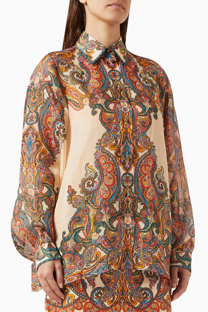 

Ottie Oversized Shirt in Ramie, Multicolour